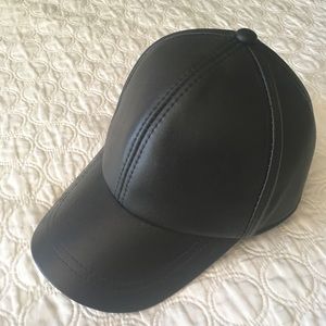 Black leather cap